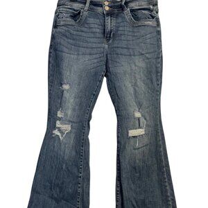 KanCan Women’s Signature Kurvy Mid-Rise Flare Jeans Distressed Sz 30
